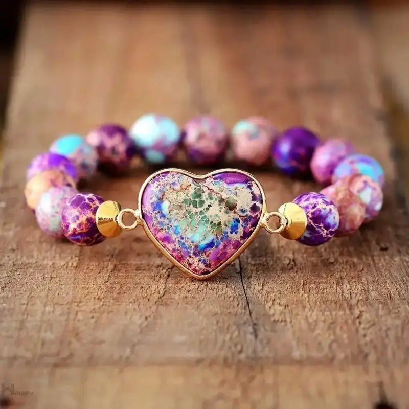 Imperial Jasper Purple Heart Bracelet - Wear and Wander