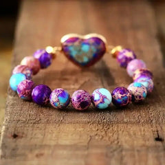 Imperial Jasper Purple Heart Bracelet - Wear and Wander