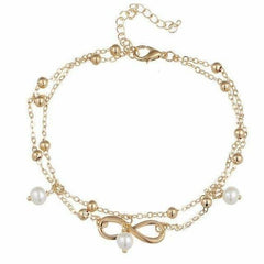 Infinity Pendent Pearl Anklet - Wear and Wander