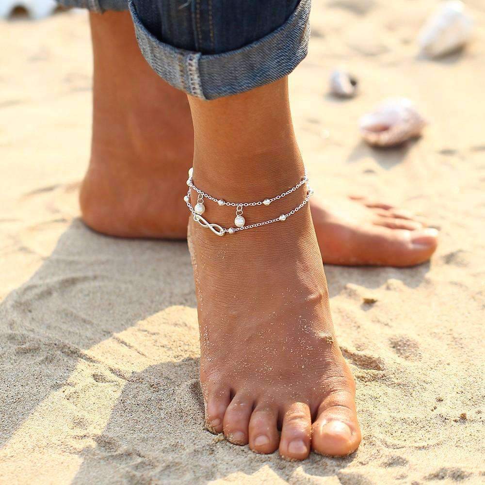 Infinity Pendent Pearl Anklet - Wear and Wander