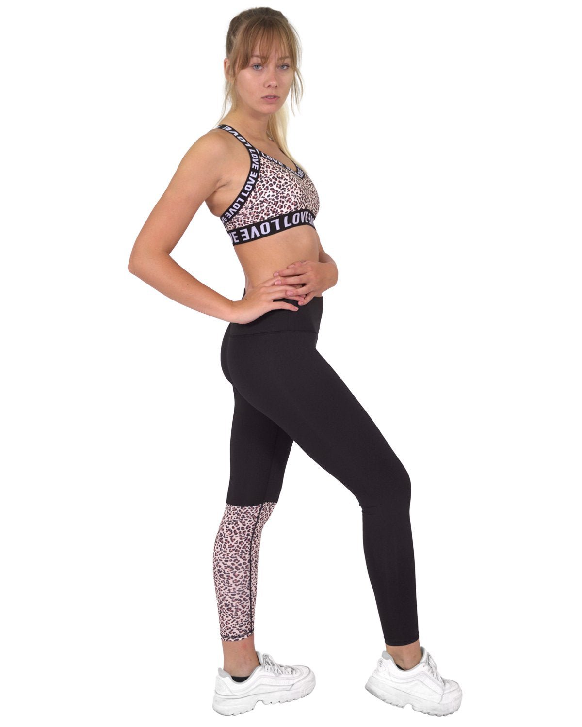 Jordena Leggings & Sports Bra Set - Black & Leopard Print - Wear and Wander