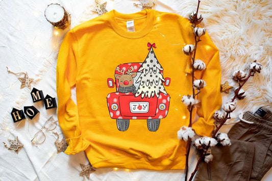 Joy Christmas Tree Truck Sweatshirt - Wear and Wander