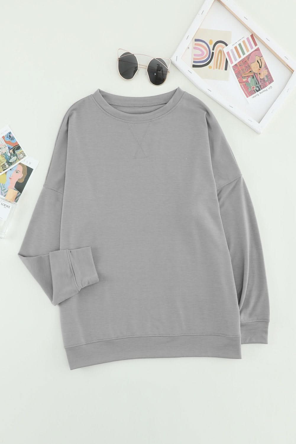 Khaki Crew Neck Long Sleeve Sweatshirt - Wear and Wander