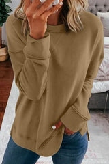 Khaki Crew Neck Long Sleeve Sweatshirt - Wear and Wander