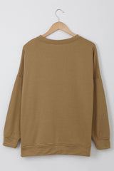 Khaki Crew Neck Long Sleeve Sweatshirt - Wear and Wander