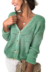 Khaki V Shaped Neckline Buttoned Knit Sweater - Wear and Wander