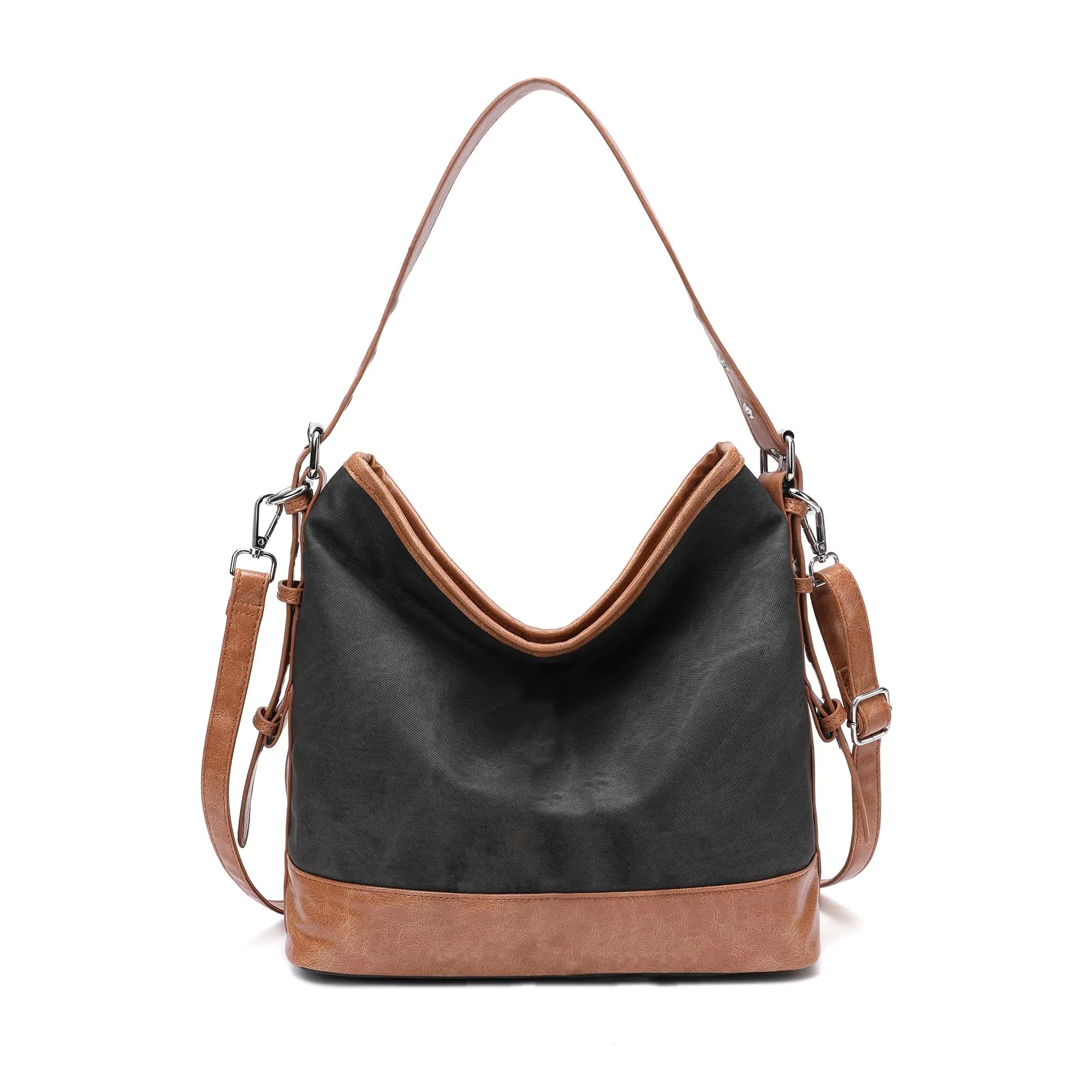 KILAMAL Large Designer Ladies Hobo Bags for Women Trendy Vegan PU Leather Shoulder Bucket Purses Denim pattern Handbags（BLACK - Wear n Wander