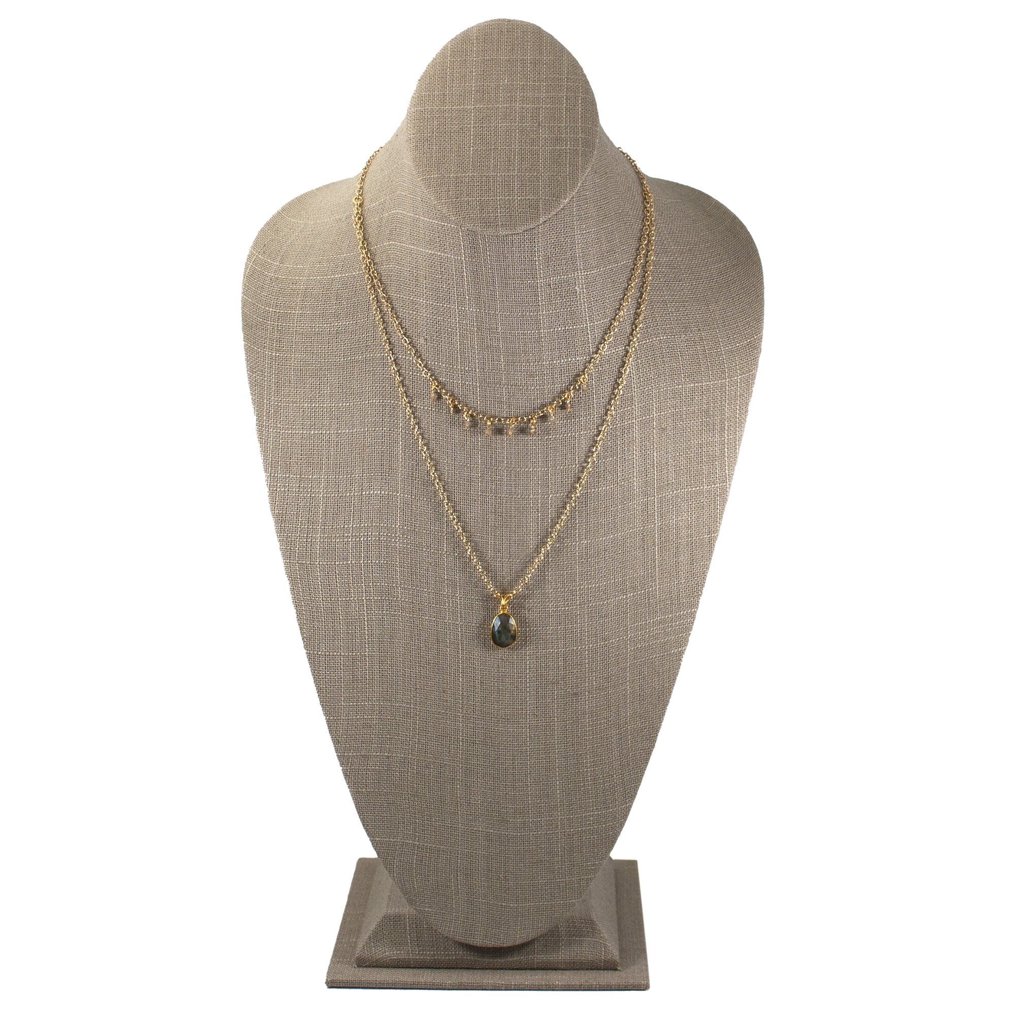 Labradorite Layered Pendant and Beads Necklace - Wear and Wander