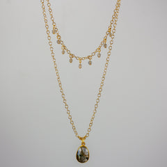 Labradorite Layered Pendant and Beads Necklace - Wear and Wander