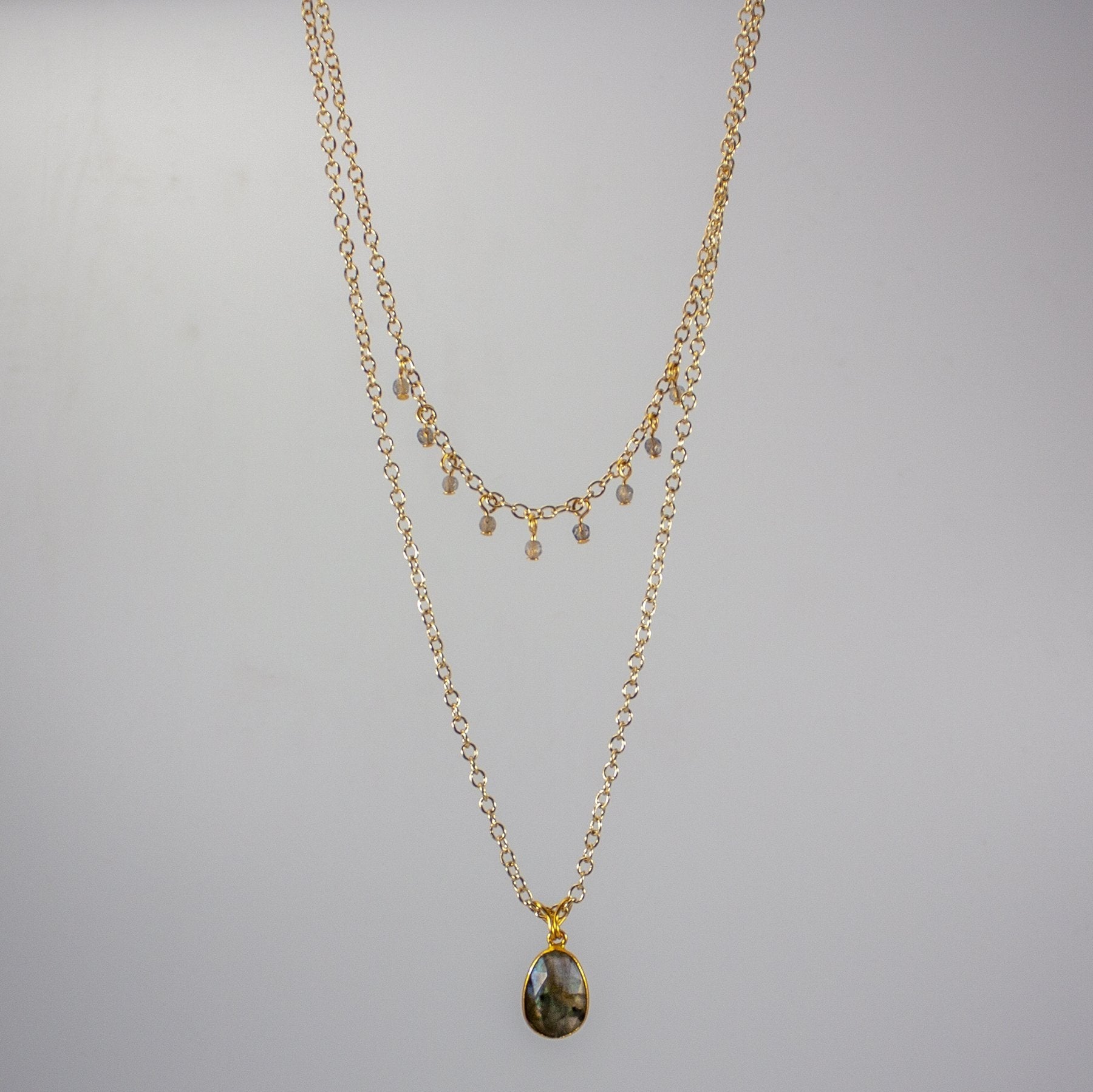 Labradorite Layered Pendant and Beads Necklace - Wear and Wander