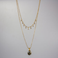 Labradorite Layered Pendant and Beads Necklace - Wear and Wander