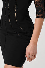 Lace Overlay Bodycon Dress – Elegant and Sophisticated - Wear and Wander