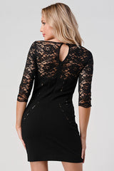 Lace Overlay Bodycon Dress – Elegant and Sophisticated - Wear and Wander