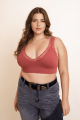 Lace Trim Padded Bralette Plus - Wear and Wander