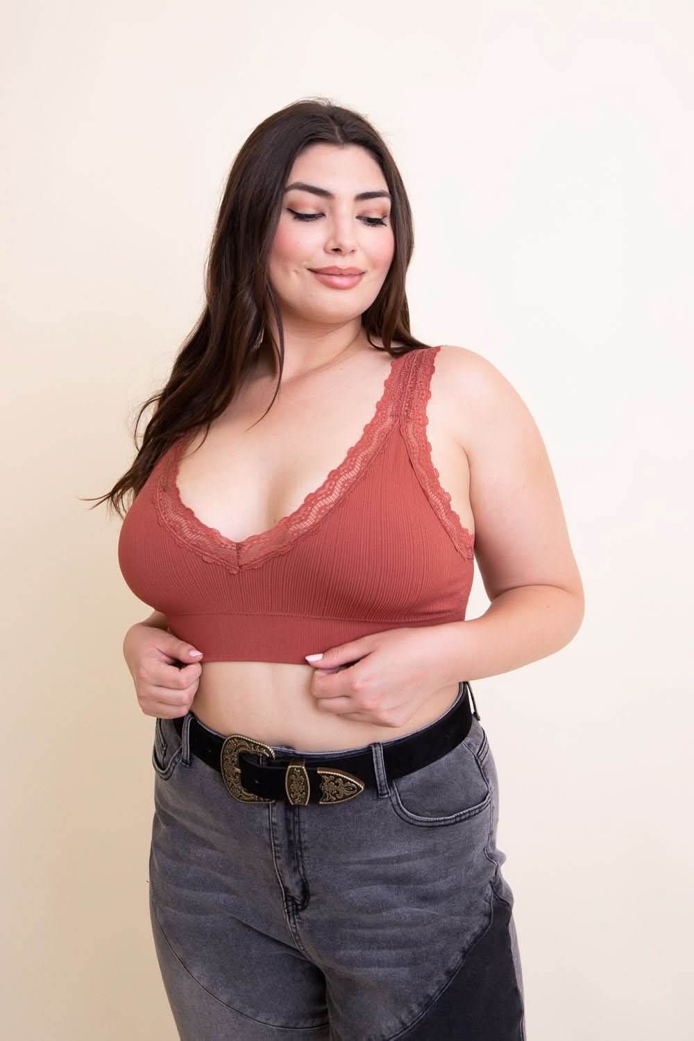 Lace Trim Padded Bralette Plus - Wear and Wander