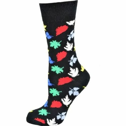 Leaves Pattern Cotton Crew Socks - Wear and Wander