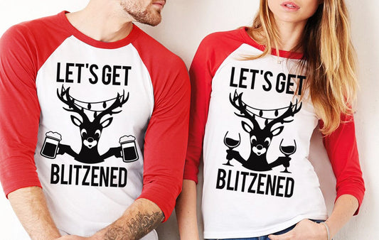 Let's Get BLITZENED Christmas Baseball Tees UNISEX Sizes - Pick Print - Wear and Wander