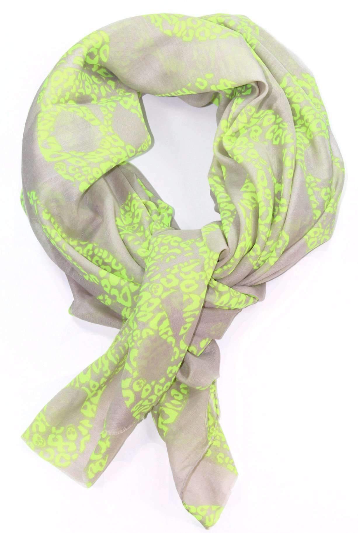 Lime Green Skull Scarf - Wear and Wander