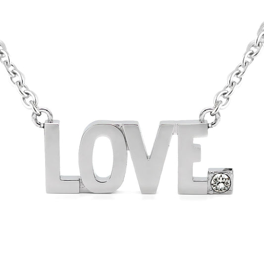 LOVE Pendant Block Letter Necklace with crystal - Wear and Wander