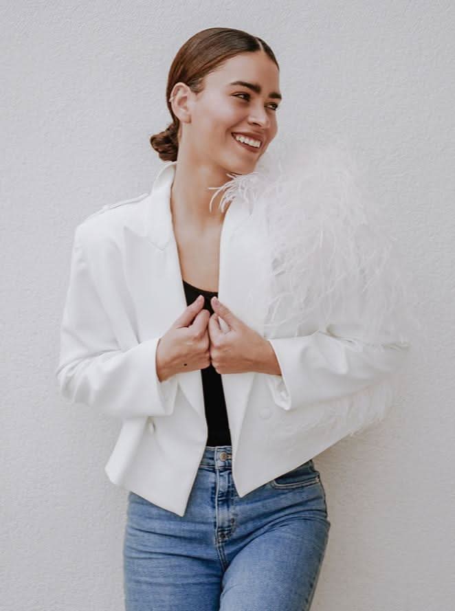 Lydia Ostrich Feather Blazer - Wear and Wander