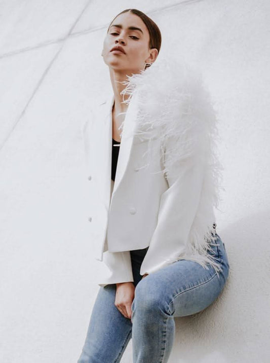 Lydia Ostrich Feather Blazer - Wear and Wander