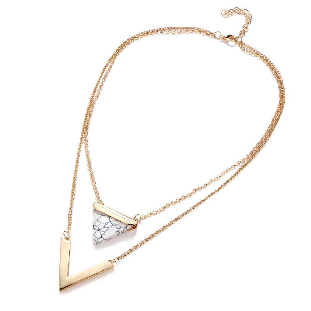 Marble Chevron Double Layer Necklace - Wear and Wander