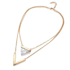 Marble Chevron Double Layer Necklace - Wear and Wander