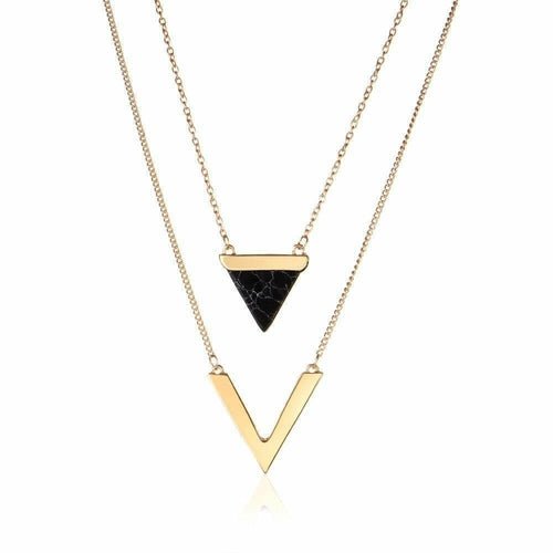 Marble Chevron Double Layer Necklace - Wear and Wander