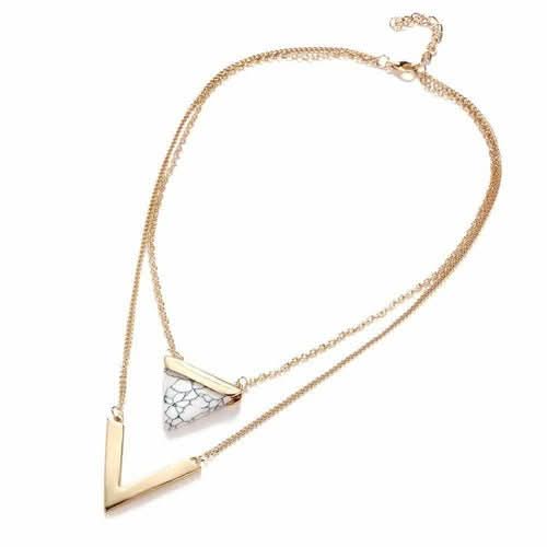 Marble Chevron Double Layer Necklace - Wear and Wander