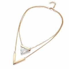 Marble Chevron Double Layer Necklace - Wear and Wander