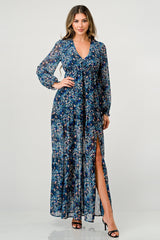 Maxi Dress with Long Sleeves and Side Slit - Wear and Wander