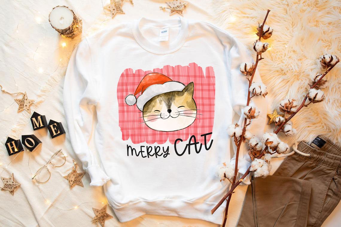 Merry Cat Christmas Sweatshirt - Wear and Wander