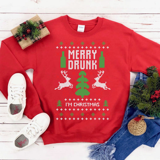 Merry Drunk I'm Christmas Sweatshirt - Wear and Wander