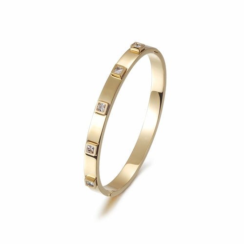 Metal Stone Hinged Bangle - Wear and Wander