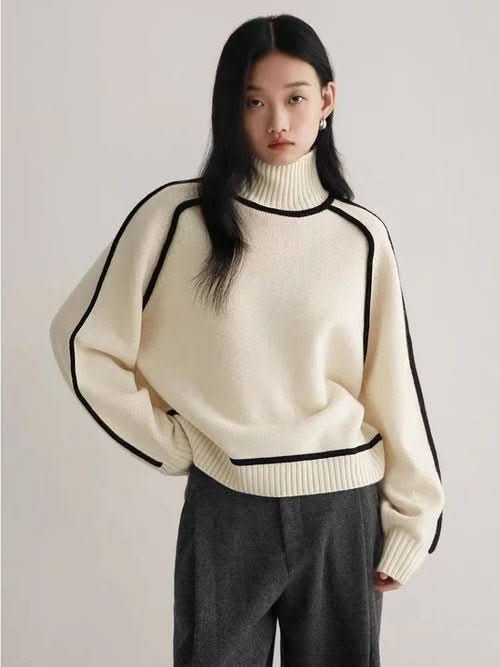 Modern Knit Sweater with Contrast Trim - Wear and Wander