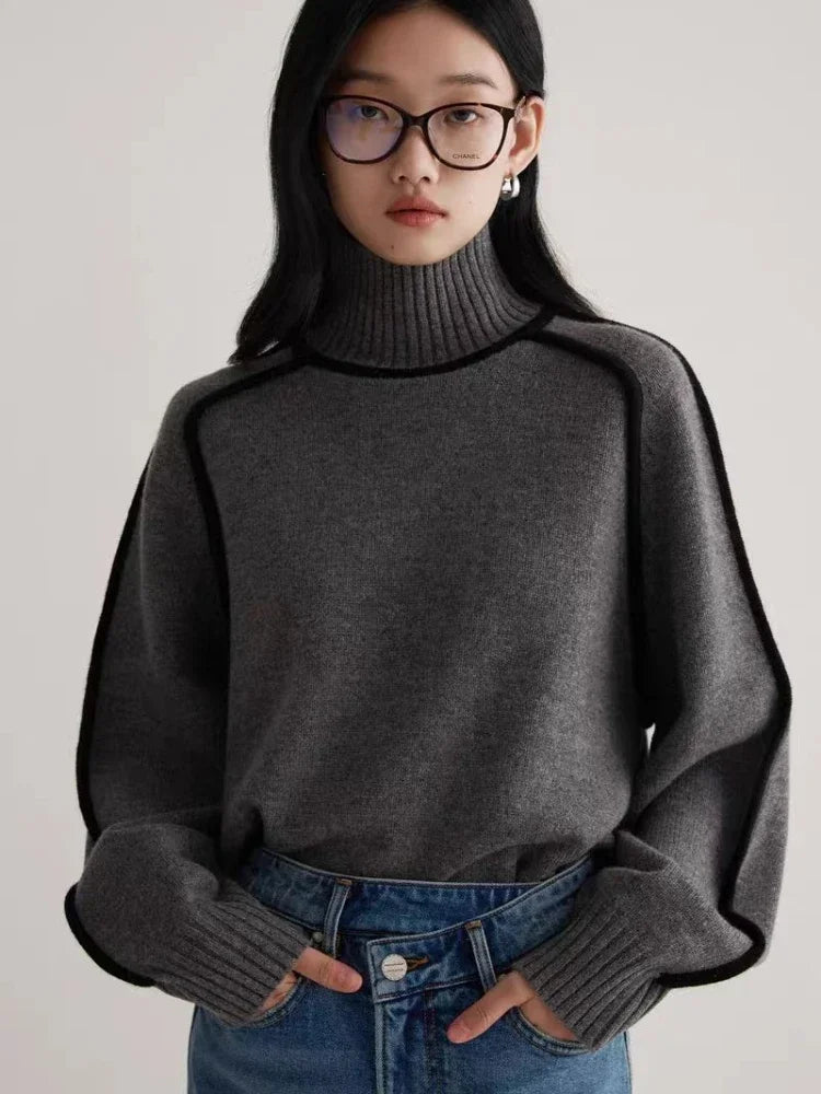 Modern Knit Sweater with Contrast Trim - Wear and Wander