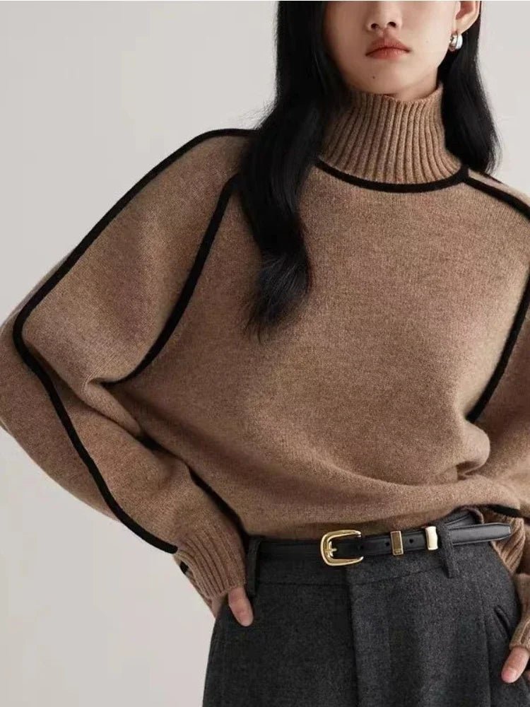 Modern Knit Sweater with Contrast Trim - Wear and Wander