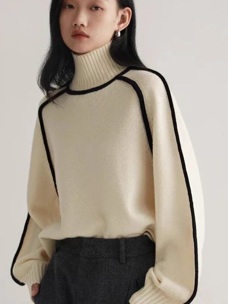 Modern Knit Sweater with Contrast Trim - Wear and Wander