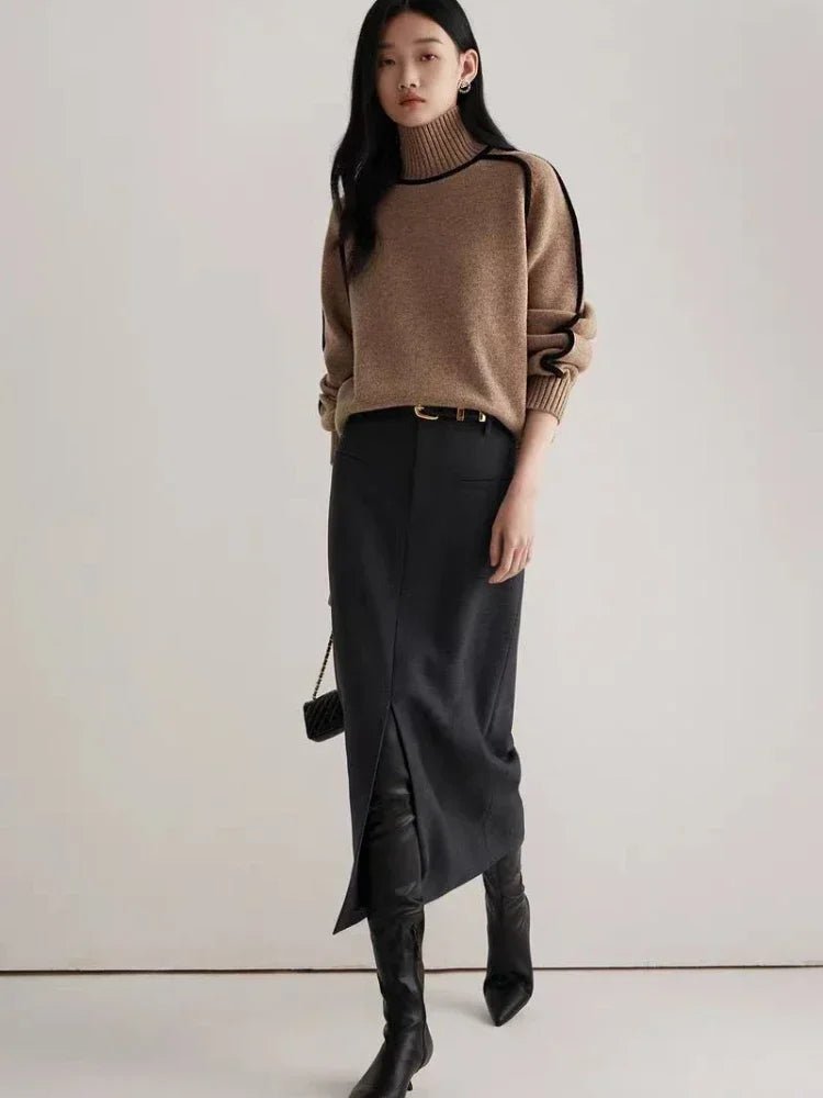 Modern Knit Sweater with Contrast Trim - Wear and Wander