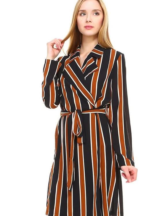 Multi Stripe Long Blazer - Wear and Wander