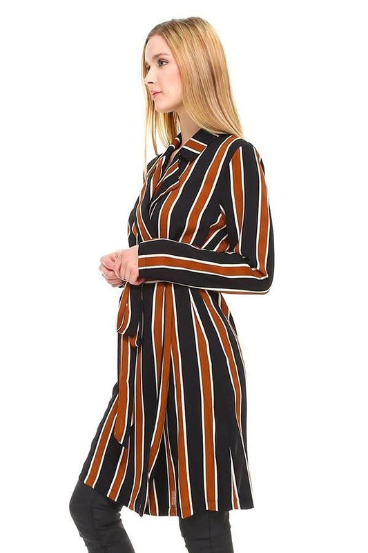 Multi Stripe Long Blazer - Wear and Wander