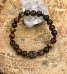 Multi Tiger Eye & Buddha Gemstone Stretch Bracelet! - Wear and Wander