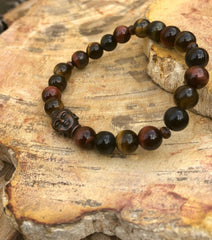 Multi Tiger Eye & Buddha Gemstone Stretch Bracelet! - Wear and Wander