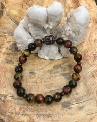 Multi Tiger Eye & Buddha Gemstone Stretch Bracelet! - Wear and Wander