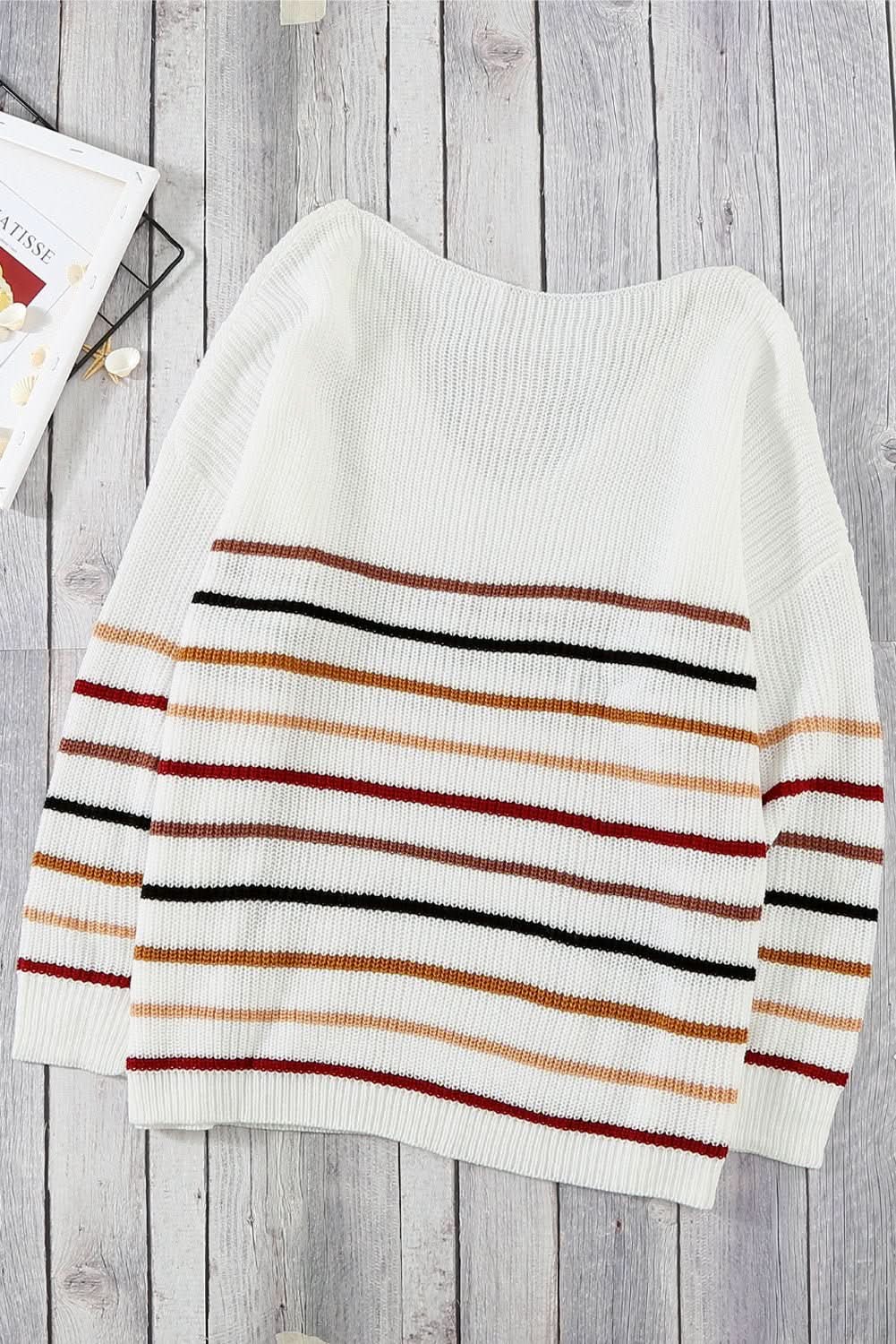 Multicolor Striped Loose Knit Sweater - Wear and Wander