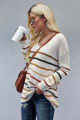 Multicolor Striped Loose Knit Sweater - Wear and Wander