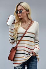 Multicolor Striped Loose Knit Sweater - Wear and Wander