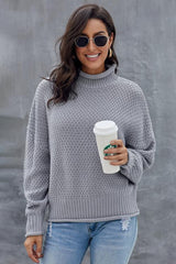 New Gray Chunky Batwing Long Sleeve Turtleneck Sweater - Wear and Wander