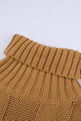 New Orange Cuddle Weather Cable Knit Handmade Turtleneck Sweater - Wear and Wander