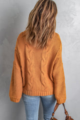 New Yellow Handmade Cable Knit Turtleneck Sweater - Wear and Wander